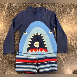 2T simple joys by Carters swim trunks and shark rash guard set